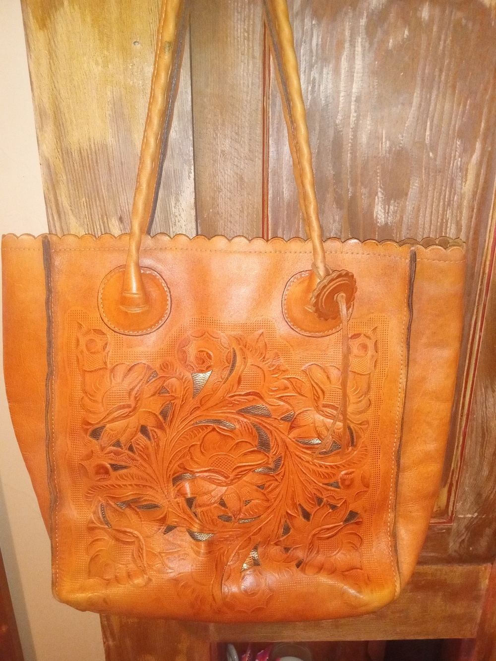 Patricia Nash Hand-Tooled Leather Tote in Warm Tan